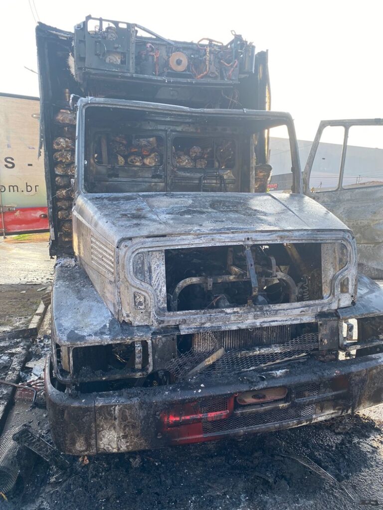 PICOS/PI: CAMINHÃO COM FRANGOS É DESTRUÍDO POR INCÊNDIO NA BR-316