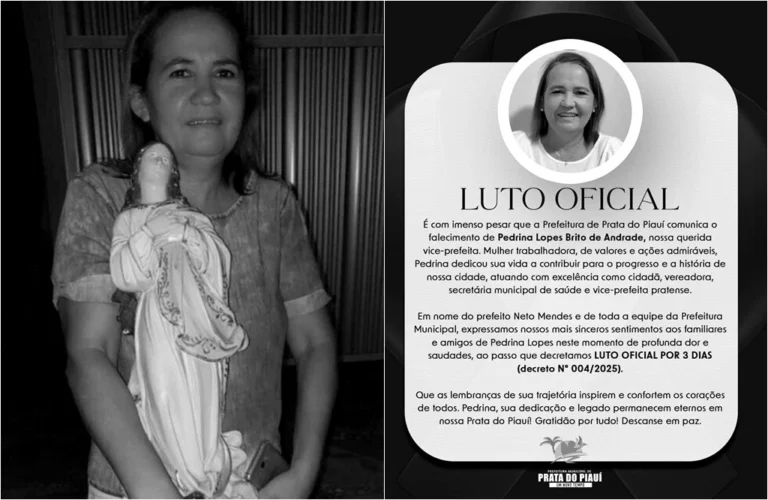 PRATA/PI: VICE-PREFEITA PEDRINA LOPES MORRE AOS 56 ANOS, DEIXANDO O MUNICÍPIO DE LUTO